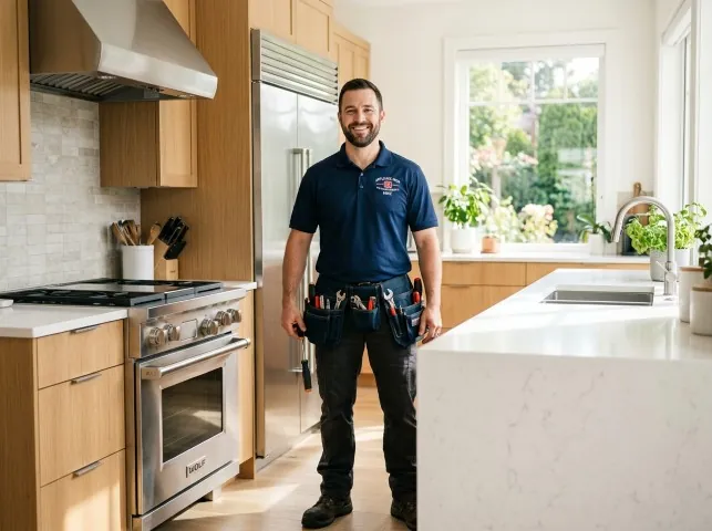 Appliance Repair Hero technician in a Berkeley, CA kitchen after an appliance repair